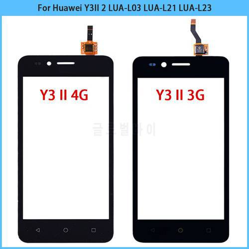 New Y3 II TouchScreen For Huawei Y3II 2 LUA-L03 LUA-L21 LUA-L23 4.5 Touch Screen Panel Digitizer Sensor Front Glass Lens Replace