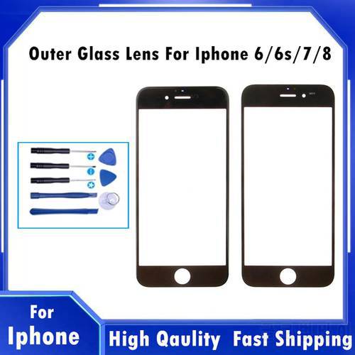AAA++++ Qaulity Front Outer glass lens Replacement Parts for iPhone 6 6s 7 7 plus 8 plus Front Outer Screen Glass Lens