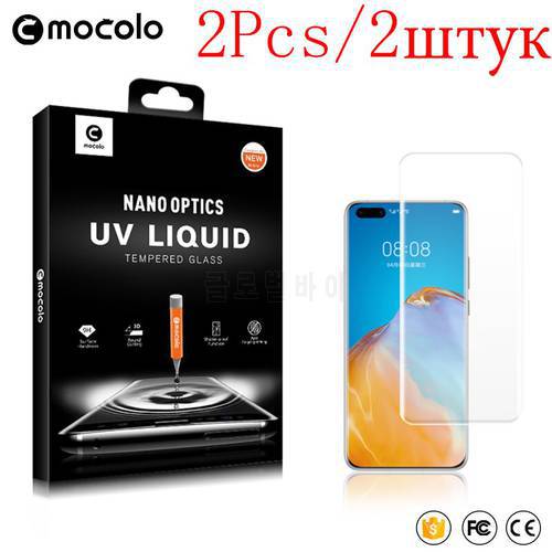 2Pcs Mocolo UV Liquid Full Screen Tempered Glass Film On For Huawei P30 P40 P50 Pro Plus P 30 40 50 P30Pro P50Pro 128 Protector