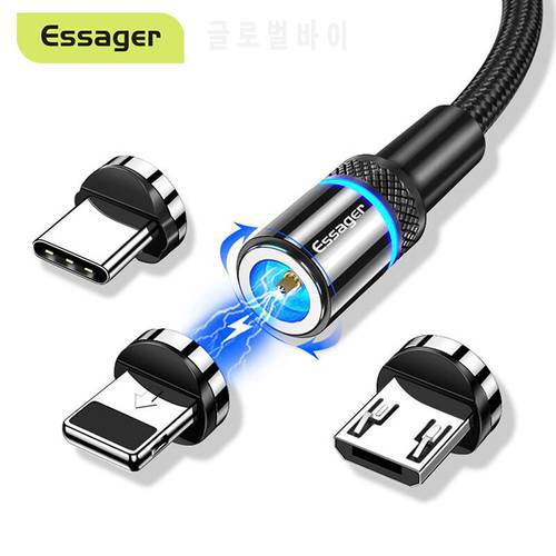 Essager LED Magnetic USB Cable Fsat Charge Micro USB C Cable For iPhone Samsung Xiaomi Phone Magnet Charger Type C Wire Cord