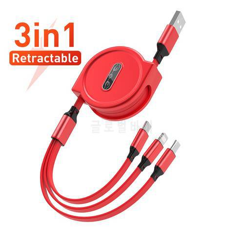 3 in 1 retractable usb cable for iPhone 11 12 pro max charging type c cable phone charger micro usb for xiaomi redmi note 10s