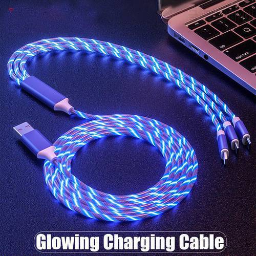 LED Luminous Micro USB Type C Glowing Charging Cable 3 in 1 For Iphone X Huawei Xiaomi Redmi Note 5/5A Cell Phone Charger Cable
