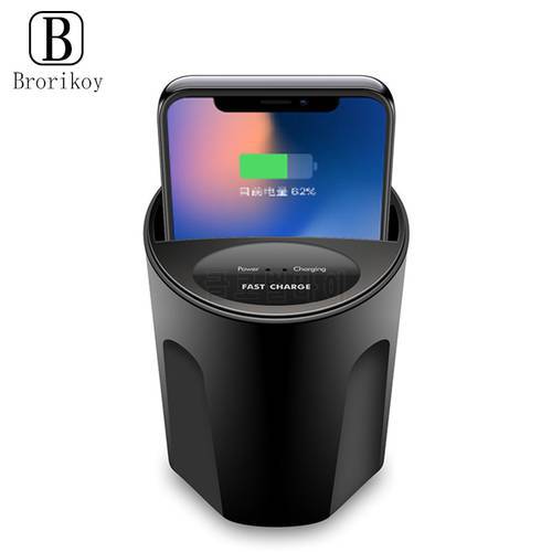 Wireless Charger Car 15W Fast Charge for iPhone 13 X Xs iPhone 8 SE Samsung Galaxy S10 S9 Huawei Car Cup Charging holder Stand