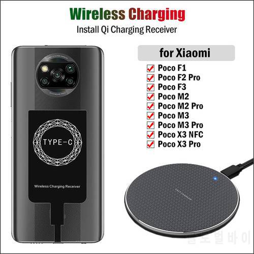 Qi Wireless Charging Receiver for Xiaomi POCO X3 X4 Pro NFC F3 M3 M4 Pro Wireless Charger USB Type-C Charging Adapter Gift Case