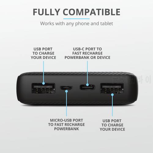 TRUST Power Bank Portable Charger LED External Battery PowerBank PD Two-way Fast ChaPrimo Compact Powerbank 15.000 mAh TRUST