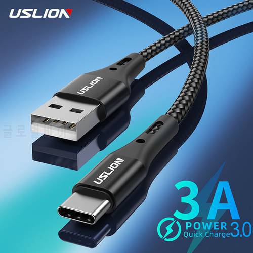 USLION 3m Type C Cable For Xiaomi Redmi Fast Charge Phone Charging Wire USB C Cable For Samsung S9 S8 S10 Type C 3A Charger