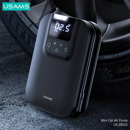 USAMS Car Air Compressor Digital Tire Inflator Pump Mini Inflatable 5000mAh Battery Auto Tire Pump For Car Bicycle Motorcycle