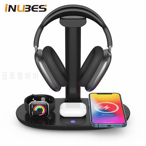 15W 4 in 1 Wireless Charger for iPhone 12 Pro Samsung Wireless Charger For Apple Watch Airpods Max Holder Stand Charging Station