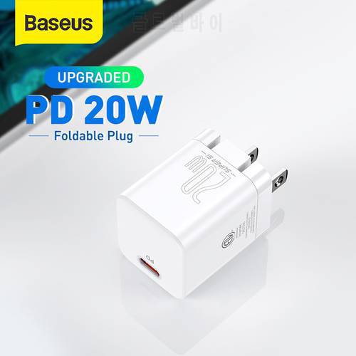 Baseus USB C PD Quick Charger 20W Fast Adapter For iPhone 14 13 12 Pro Max Type C PD Fast Charging Travel Wall Phone Charger