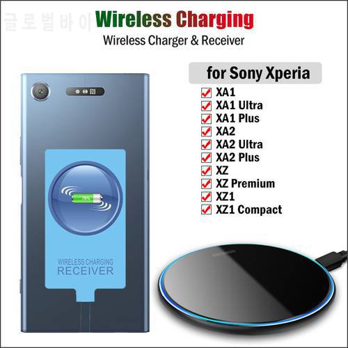 Qi Wireless Charger & Receiver for Sony Xperia XA1 XA2 Ultra Plus XZ XZ1 Compact Wireless Charging Adapter USB Type-C Connector