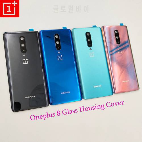 For Oneplus8 Glass Back Rear Panel Door Housing Cover Replacement Battery Case Repair Parts For One Plus 8 With Camera Lens+Logo