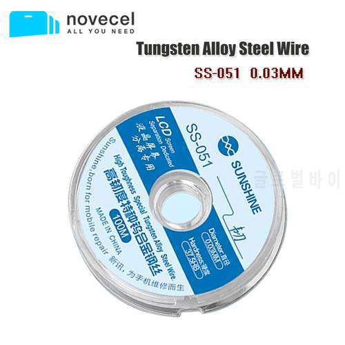 Sunshine SS-051 LCD Screen Separation Wire Ultrafine 0.03MM Cutting Steel Wire High Toughness Spacial Tungsten Alloy Steel Wire