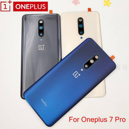 For Oneplus 7 Pro 7pro Glass Back Battery Cover Rear Door Housing Panel Case Replace For One Plus 7 pro With Camera Len+Adhesive