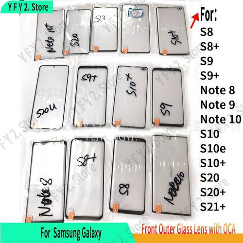 10Pcs With OCA Touch Screen LCD Front Outer Glass Lens For Samsung Galaxy S8 S9 PLUS S10 S20 S10 Plus Note10 s20