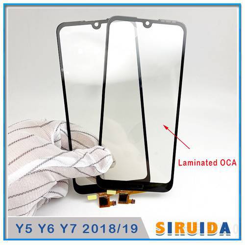 5pcs LCD Front Touch Glass Lens With Oca Glue stickers For HuaWei Y6 Y5 Y7 2018 Y6 2019 Screen Digitizer Panel Repairing