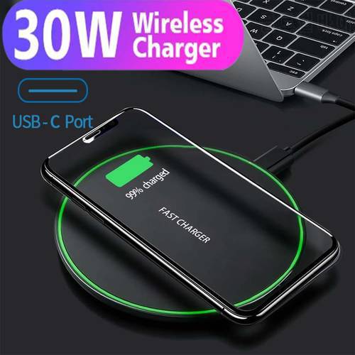 Qi 30W Wireless Charger For iPhone 12 11 Pro Xs Max Mini X Xr 8 Induction Fast Wireless Charging Pad For Samsung s8 s9 s10 note
