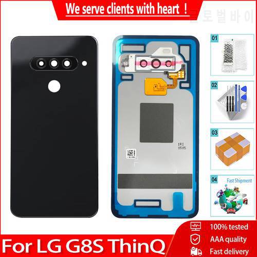 Original Glass Housing For LG G8S ThinQ LMG810 Back Battery Cover Rear Case with Camera Lens Fingerprint Replacement Parts