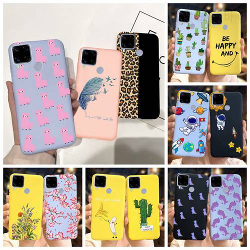 For Realme C25 C25S 2021 Leopard Phone Case Luxury Matte Soft TPU Painted Back Cover For Realme C15 2020 RMX2180 C 15 C 25 Funda