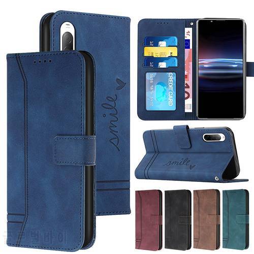 Skin Feel PU Leather Flip Cover for SONY Xperia 1 IV 10 IV Xperia 10 III 5 III 1 III SONY 10 ii 5 ii 1ii Card Slots Wallet Case