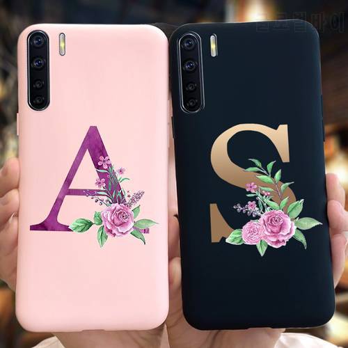 For OPPO A91 A 91 Case CPH2021 Shockproof Silicone Soft Phone Case Letter Flower Cover For OPPO F15 2020 F 15 OPPOA91 Reno3 Case