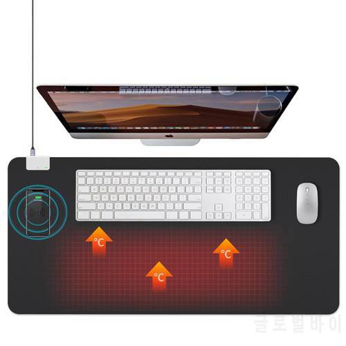 3 in 1 Winter Desktop Electric Heating Pad with 15W Phone Wireless Charging Function Keyboard Mouse Pad Heater Warm Hand Mat