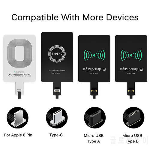 Qi Wireless Charging Receiver for Mobile Phone Micro USB Type C Universal Fast Wireless Charger
