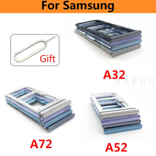 Original For Samsung Galaxy A32 4G 5G A52 A72 SIM Card Tray Slot Chip drawer Holder Adapter Accessories Replacement Part + Pin