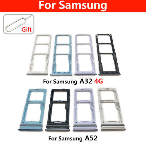Original New Sim SD Card Tray For Samsung Galaxy A32 4G A52 A72 Phone SIM Chip Holder Slot Adapter Drawer Part With Repair Part