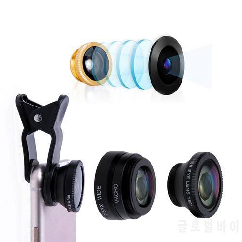 3 In 1 Wide Angle Camera Lens Kit For iphone 13 Samsung Xiaomi Huawei Smartphone Universal Mobile Phone Fish Eye Lenses