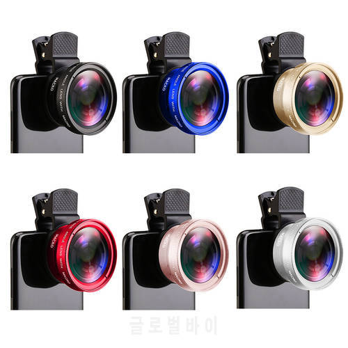 2 in 1 Lens Universal Clip 37mm Mobile Phone Lens Professional 0.45X 49UV Super Wide-Angle + Macro HD Lens for iPhone Android