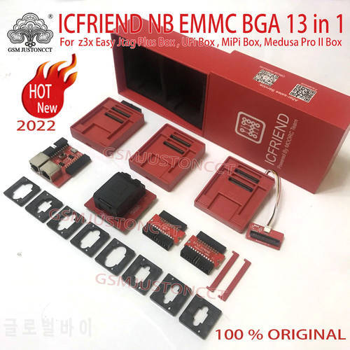 Deluxe Edition 2022 ICFRIEND NB E-MATE EMMC BGA 13 in 1 with z3x Easy Jtag Plus Box , UFi Box , MiPi Box, Medusa Pro II Box