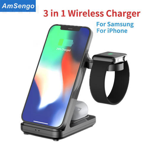 3 in 1 Wireless Chargers Stand For Samsung Galaxy Watch 4 Active 2/1 15W Fast Charging Dock Station For Samsung S21/S20 Charger