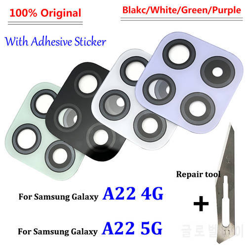 100% Original Rear Back Rear Camera Glass Lens For Samsung Galaxy A22 4G 5G Camera Glass With Glue Adhesive Sticker +Tool