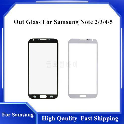 Front Glass Lens Screen Replacement Parts For Samsung Galaxy Note 2 3 4 Front Outer Touch Screen Glass Replacements black white