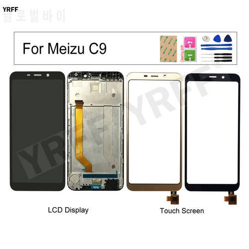 For Meizu C9 pro/ M9C/ C9 LCD Display Touch Screen Digitizer Sensor 5.45&39&39 Glass Panel Replacement Parts With Frame
