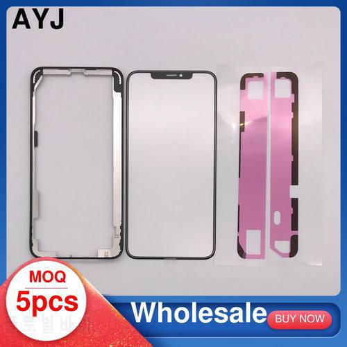 5pcs Front Screen Outer Glass OCA Frame Bezel For iPhone 12 Mini 11 Pro X XS Max Xr Sreen Lens Replacement Adhesive Sticker