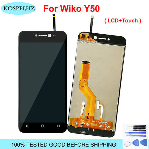 100% Tested For Wiko Y50 Display LCD +Touch Screen Digitizer Assembly Replacement For Wiko Y 50 Mobile Phone Repair Part + Tools