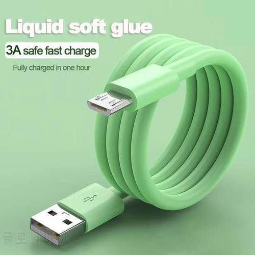 2M 3A USB Type C Cable Micro USB Liquid Soft Rubber Fast Charging Phone Android Charger USB C Cable for Huawei Xiaomi Samsung