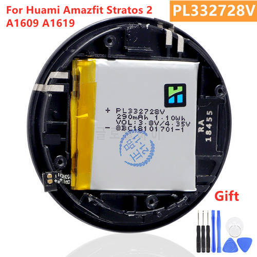 100% Brand New High Quality 290mAh PL332728V Battery For Huami Amazfit Stratos 2 A1609 A1619 Smart Watch Battery + Free Tools