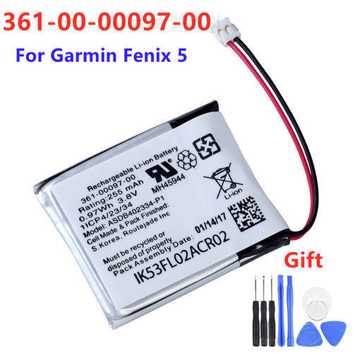 For Garmin Fenix 5 Replacement Battery 255mAh Original Watch Battery 361-00097-00 + Free Tools