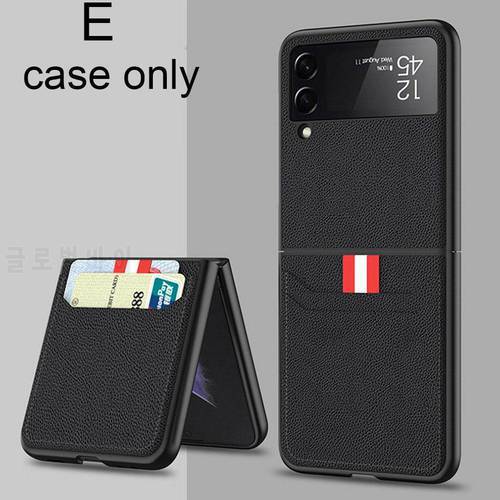 Z Flip 3 Card Slot Leather Case for Samsung Galaxy Z Flip 3 5G Anti-Scratch Protective Phone Cover Shockproof for Z Flip 3 Cases
