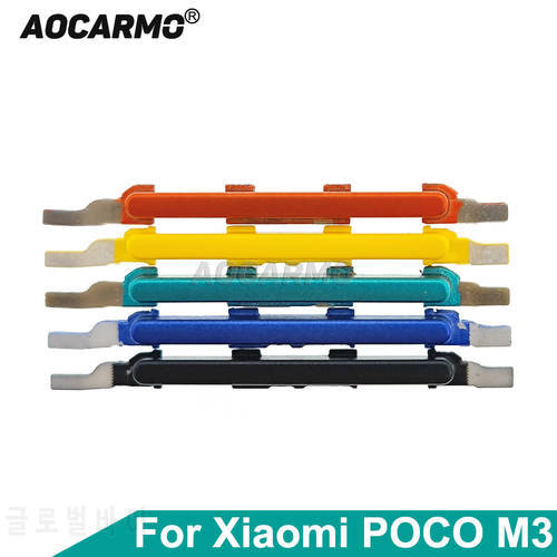Aocarmo For Xiaomi POCO M3 Side Buttons Power On/Off Volume Up Down Switch Key Replacement Part