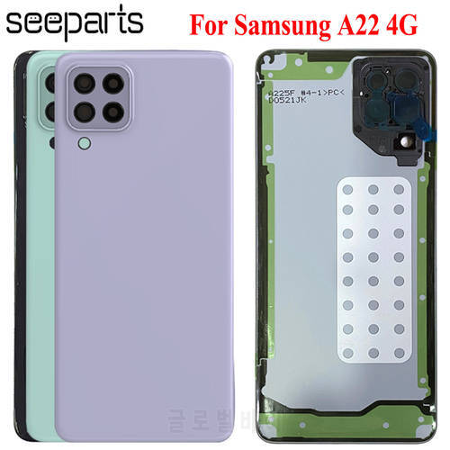 For Samsung Galaxy A22 4G Back Battery Cover Door Rear Housing Replacement Parts For Samsung A22 Battery Cover With Lens