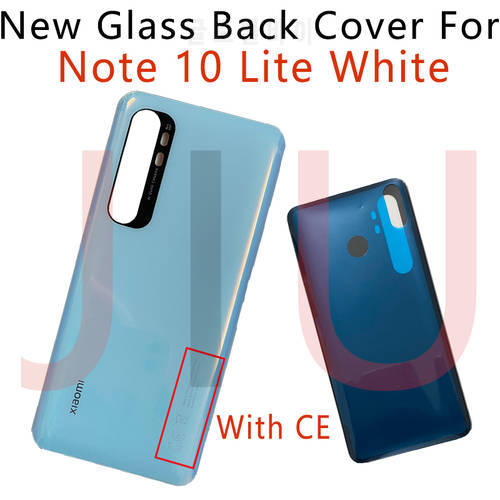 100% New For Xiaomi Note 10 Lite Battery Cover Back Glass Rear Door Housing Case Back Panel Battery Cover With Adhesive