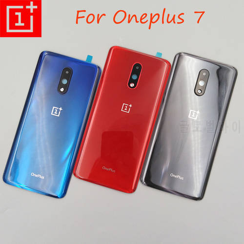 For Oneplus 7 Glass Back Rear Panel Door Housing Cover Replacement Battery Case Repair Parts For One Plus 1+ 7 With Camera Lens