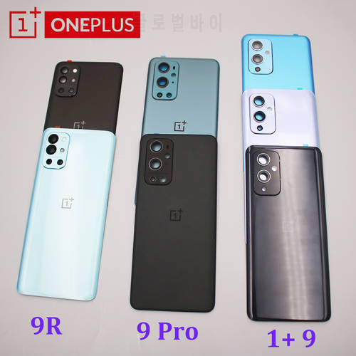 Original Oneplus 9 Pro Back Glass Rear Housing Cover Replacement Back Door Battery Case For One plus 9R 9 1+ 9r With Camera Lens