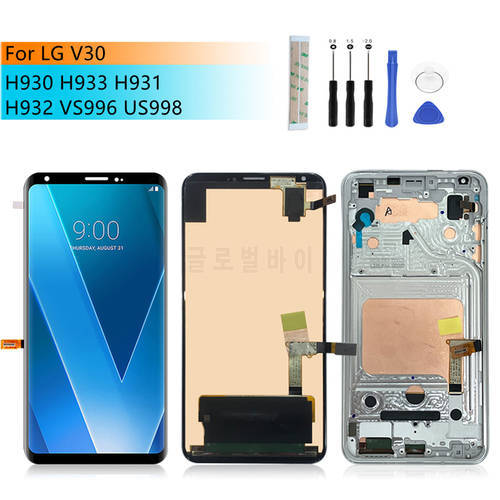 for LG V30 LCD Display Touch screen Digitizer Assembly With Frame H930 H931 H932 VS99 US9986 Screen Replacement Repair Parts 6.7