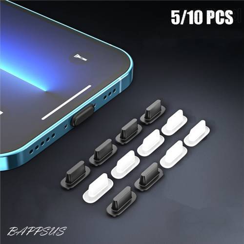 5/10Pcs Phone Dust Plug Type C Android Charging Port Plug Dustproof Silicone Cover Cap for Iphone 7 8 12 13Pro Samsung Redmi