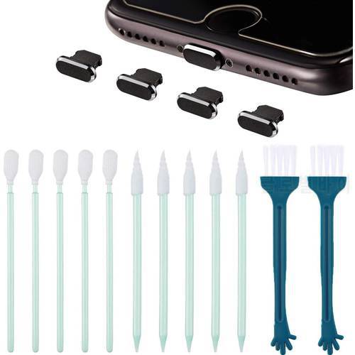 16PCS Metal Anti-dust Plugs Dustproof Cover Compatible For IPhone Included Phone Port Cleaning Brush For Phone Accessoriesp3