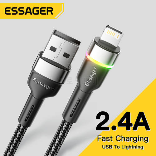 Essager LED USB Cable For iPhone Cable 14 13 12 11 Pro Xs Max X Xr Fast Charging Mobile Phone Data Cable For iPad Data Cord Wire